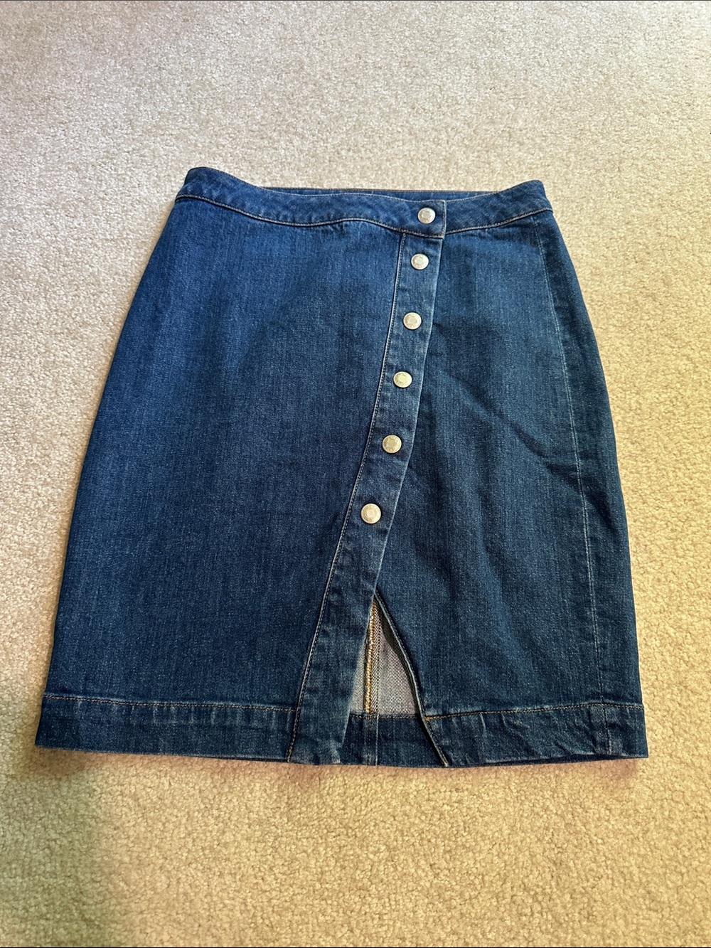 J. Crew Indigo Denim Mini Skirt with Asymmetric Snap Placket